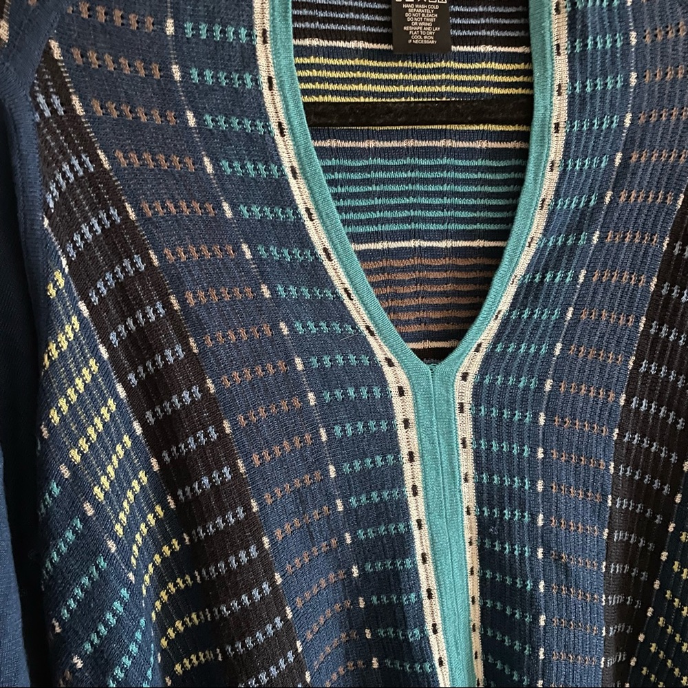 Nic+Zoe V Neck Striped Knit Pullover Baggy Loose Fit Sweater Size Medium - Picture 4 of 6